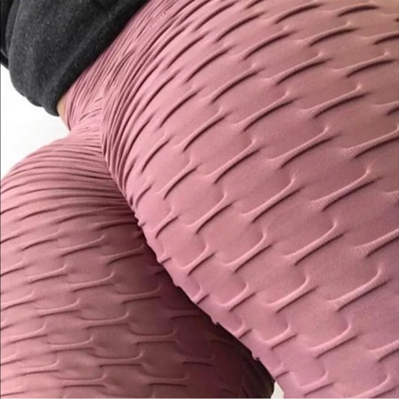 Pants - Pink mauve scrunch butt booty pants yoga sexy gym squat proof workout leggings